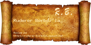 Ruderer Borbála névjegykártya